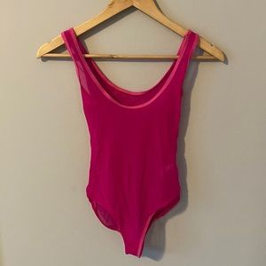 American Apparel Hot Pink Mesh Body Suit, XS